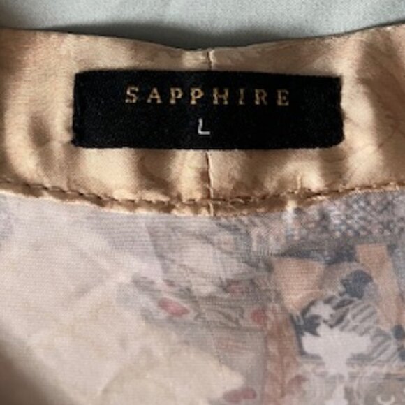 Silk Tunic Artisan Mughal Print Stone & brass buttons Size Large L by SAPPHIRE - Picture 8 of 13